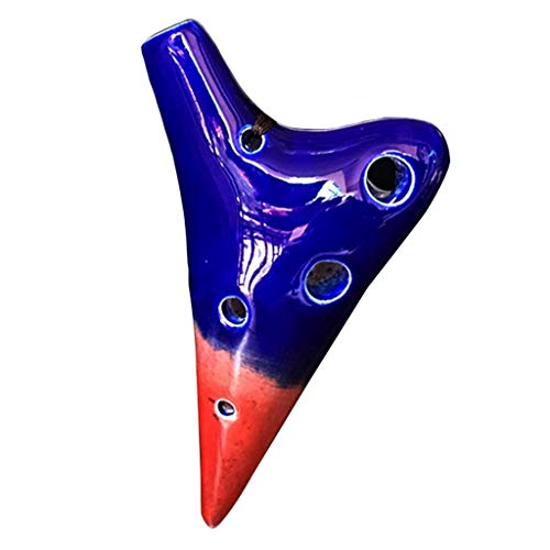 ocarina， Mini-Okarina aus glasiertem Ton mit 6 Löchern und superhoher Tonhöhe, F-Ofen, variabler Tonhöhe, Aufbewahrungsbox + Trageband(Dark Blue red) von YKMYXZ