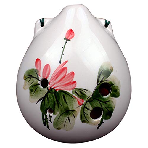 ocarina， Okarina aus Ton mit 6 Löchern for Erwachsene und Anfänger, handbemalt, Alto-G-Ton, Verpackungsbox + Trageband + Unterrichtsmaterialien(White C) von YKMYXZ