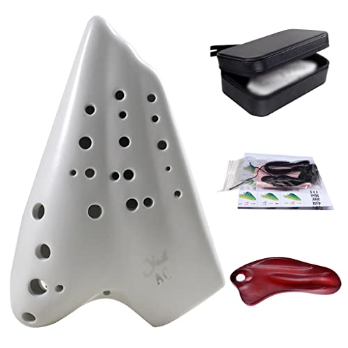 ocarina， Professionelle Alto-C-Spielokarina aus Ton mit 3 Röhren, Weißglasur-Technologie von YKMYXZ