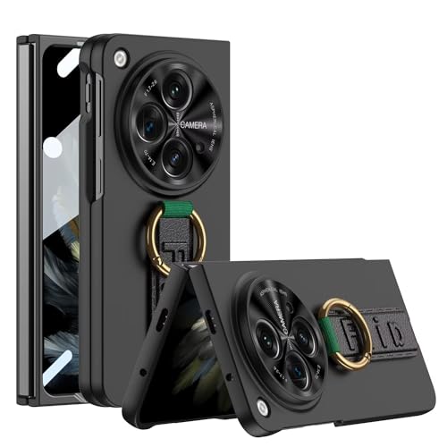 YKNIUFLY Handyhülle für OnePlus Open, PC-Hartschale+Displayschutzfolie, mit Ringhalter, All-Inclusive-Schutz, Anti-Drop, Schutzhülle für OnePlus Open.(Schwarz) von YKNIUFLY