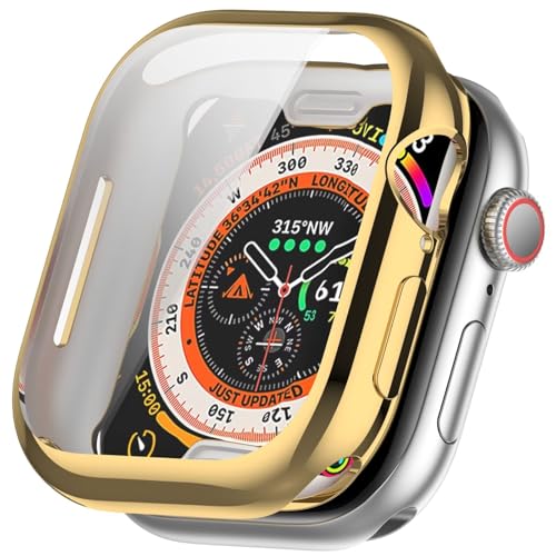 YKNIUFLY Hülle Kompatibel mit Apple Watch Series 10 46mm, TPU Weiches Silikon, All-Inclusive-Schutz, Uhren Schutzhülle Kompatibel mit Apple Watch Series 10 46mm.(Galvanisiertes Gold) von YKNIUFLY