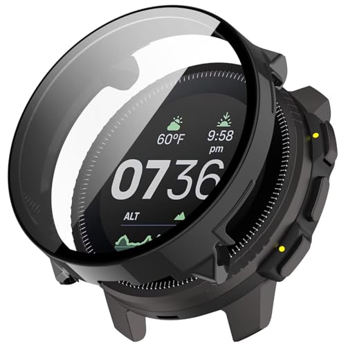 YKNIUFLY Hülle Kompatibel mit Garmin Approach S60, PC + Bildschirm Gehärtete Folie Integriert, Anti-Fall, Uhrenschutzhülle Kompatibel mit Garmin Approach S60.(Schwarz) von YKNIUFLY