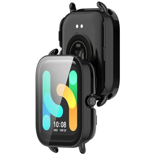 YKNIUFLY Hülle für HayLou GST (LS09B), PC + Bildschirm Gehärtete Folie Integriert, Anti-Fall, Uhrenschutzhülle für HayLou GST (LS09B).(Schwarz) von YKNIUFLY