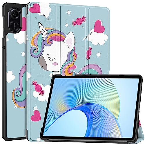 YKNIUFLY Hülle für Honor Pad X9, PU Slim Cover, mit Auto Sleep/Wake up Hard Trifold Stand Cover, Hülle für Honor Pad X9.(Einhorn) von YKNIUFLY