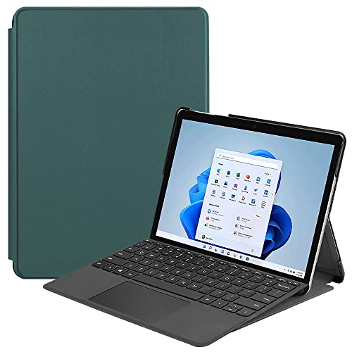 YKNIUFLY Hülle für Microsoft Surface Go 3, PU Slim Cover, mit Auto Sleep/Wake up Hard Trifold Stand Cover, Hülle für Microsoft Surface Go 3.(Dunkelgrün) von YKNIUFLY