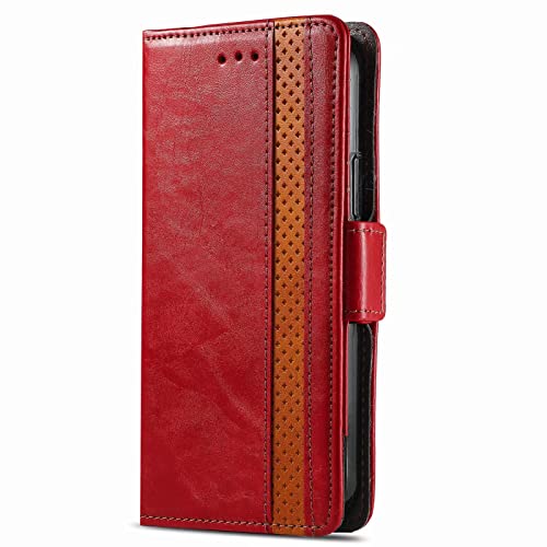 YKNIUFLY Hülle für Realme C65 5G, Mit Standfunktion und Kartenfächer Case, Premium Leder Cover Wallet Schutzhülle Tasche Handyhülle für Realme C65 5G.(Rot) von YKNIUFLY