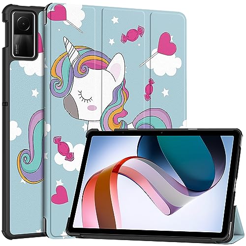 YKNIUFLY Hülle für Redmi Pad SE, PU Slim Cover, mit Auto Sleep/Wake up Hard Trifold Stand Cover, Hülle für Redmi Pad SE.(Einhorn) von YKNIUFLY