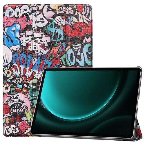 YKNIUFLY Hülle für Samsung Galaxy Tab S9 FE Plus, PU Slim Cover, mit Auto Sleep/Wake up Hard Trifold Stand Cover, Hülle für Samsung Galaxy Tab S9 FE Plus.(Graffiti) von YKNIUFLY