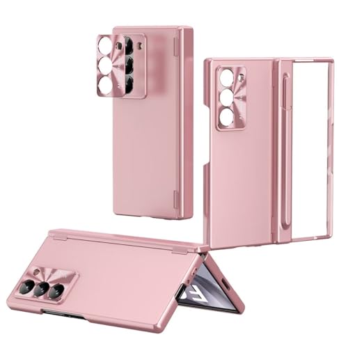 YKNIUFLY Hülle für Samsung Galaxy Z Fold 6, galvanisierter PC + Displayschutz mit Aufklappbare Stiftablage, Stoßfest, Anti-Drop, Schutzhülle für Samsung Galaxy Z Fold 6.(Rosa) von YKNIUFLY