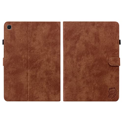 YKTO Flip Stand Tablet Tasche für Samsung Galaxy Tab S5e Klappbarer Ständer mit Kartenschlitz Tablet-Hülle Rutschfestes Tablet-Etui aus Leder Faltbare Flip-Tablet-Tasche aus Leder,Braun von YKTO