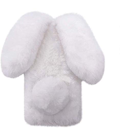 YKTO Pelz Niedlich Rabbit Hülle für Xiaomi Redmi A2 Hülle Plüsch Kaninchen Handyhülle Pom Pom Handyhülle,Kunstpelz Handyhüllen,Weiche Plüsch Überwurf Handyhülle Case für Xiaomi Redmi A2,Weiß von YKTO