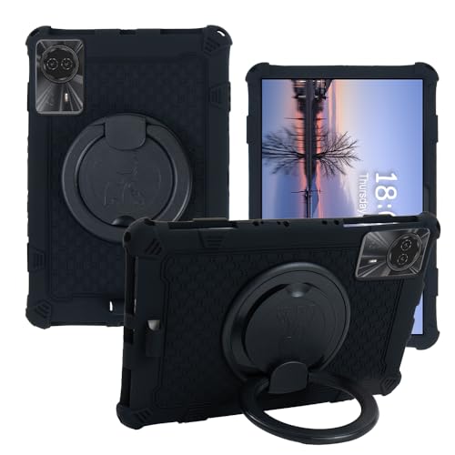 YKWXSC Hülle für DOOGEE U11/U11 Pro Tablet 11 Zoll, 360 Drehbarem Ständer mit Schultergurt Stoßfeste Silikonhülle für DOOGEE U11/U11 Pro Tablet 11 Zoll, Schwarz von YKWXSC