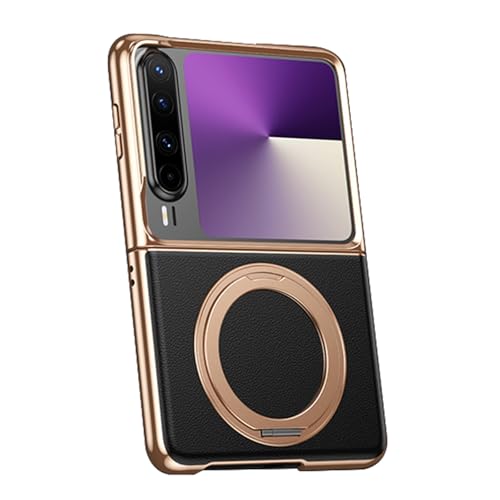 Magnetische Hülle für Huawei Pura X, galvanisierte Anti-Fall-Hülle mit Ständerunterstützung, kabelloses Laden, Echtlederbezug, Schwarz, Pura X Magnetische Hülle für Huawei Pura X, galvanisierte Anti-Fall-Hülle mit Ständerunterstützung, kabelloses Laden, Echtlederbezug, Schwarz, Pura X von YLFFFZXK