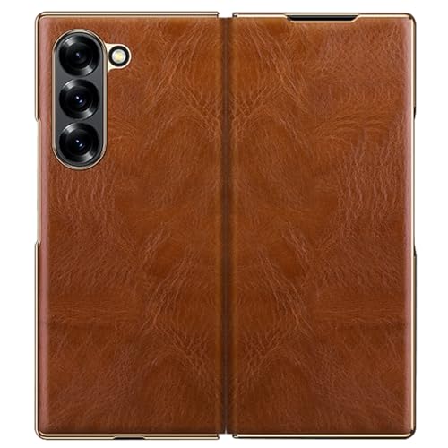 YLFFFZXK Echtlederhülle für Samsung Galaxy Z Fold 6, Luxuriöses magnetisches Flip-Cover mit stoßfestem Kameraschutz, galvanisiertes Gehäuse, Braun YLFFFZXK Echtlederhülle für Samsung Galaxy Z Fold 6, Luxuriöses magnetisches Flip-Cover mit stoßfestem Kameraschutz, galvanisiertes Gehäuse, Braun von YLFFFZXK