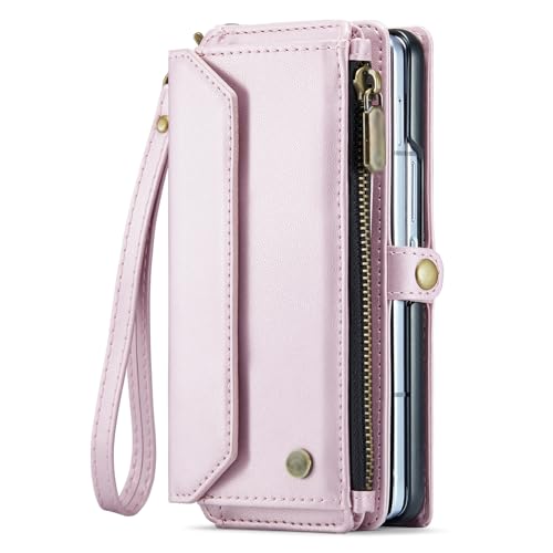 YLFFFZXK Geldbörsenhülle für Samsung Galaxy Z Fold 6, Leder-Handyhülle mit Reißverschluss und Handschlaufe, Ständer, RFID-blockierender Kartensteckplatz, Schutzhülle, Pink YLFFFZXK Geldbörsenhülle für Samsung Galaxy Z Fold 6, Leder-Handyhülle mit Reißverschluss und Handschlaufe, Ständer, RFID-blockierender Kartensteckplatz, Schutzhülle, Pink von YLFFFZXK
