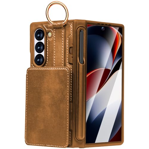 YLFFFZXK Lederhülle für Samsung Galaxy Z Fold 6, Flip RFID Blocking Wallet Case mit Stiftschlitz Standfunktion Business Stoßfeste Hülle YLFFFZXK Lederhülle für Samsung Galaxy Z Fold 6, Flip RFID Blocking Wallet Case mit Stiftschlitz Standfunktion Business Stoßfeste Hülle von YLFFFZXK