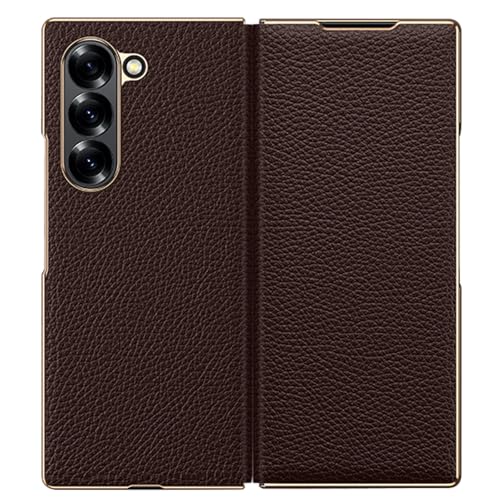 YLFFFZXK Magnetische Klapphülle für Samsung Galaxy Z Fold 6, Luxus-Echtlederhülle mit Kameraschutz, stoßfestes, galvanisiertes Gehäuse, Braun YLFFFZXK Magnetische Klapphülle für Samsung Galaxy Z Fold 6, Luxus-Echtlederhülle mit Kameraschutz, stoßfestes, galvanisiertes Gehäuse, Braun von YLFFFZXK