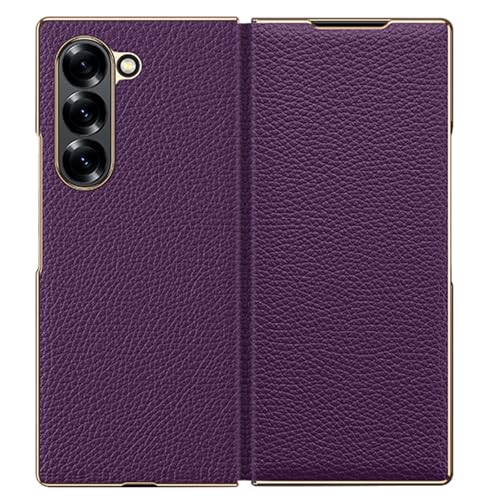YLFFFZXK Magnetische Klapphülle für Samsung Galaxy Z Fold 6, luxuriöse Echtlederhülle mit Kameraschutz, stoßfestes, galvanisiertes Gehäuse, Lila YLFFFZXK Magnetische Klapphülle für Samsung Galaxy Z Fold 6, luxuriöse Echtlederhülle mit Kameraschutz, stoßfestes, galvanisiertes Gehäuse, Lila von YLFFFZXK