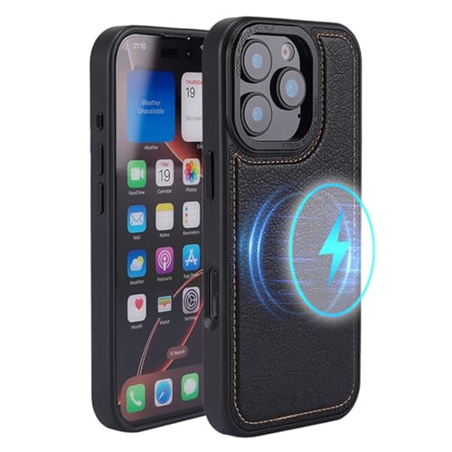 YLFFFZXK Magnetische Lederhülle für iPhone 16 Pro Max/16 Pro/16 Plus/16, Business Vintage Case unterstützt kabelloses Laden, ultradünne Abdeckung, Schwarz, 16 YLFFFZXK Magnetische Lederhülle für iPhone 16 Pro Max/16 Pro/16 Plus/16, Business Vintage Case unterstützt kabelloses Laden, ultradünne Abdeckung, Schwarz, 16 von YLFFFZXK