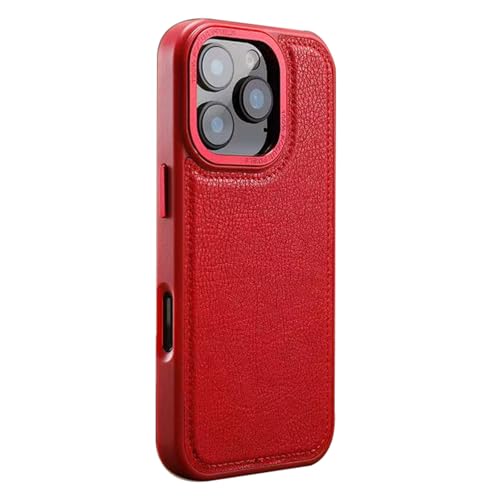 YLFFFZXK Magnetische Lederhülle für iPhone 16 Pro Max/16 Pro/16 Plus/16, Business Vintage-Hülle unterstützt kabelloses Laden, ultradünne Abdeckung, Rot, 16 Pro Max YLFFFZXK Magnetische Lederhülle für iPhone 16 Pro Max/16 Pro/16 Plus/16, Business Vintage-Hülle unterstützt kabelloses Laden, ultradünne Abdeckung, Rot, 16 Pro Max von YLFFFZXK