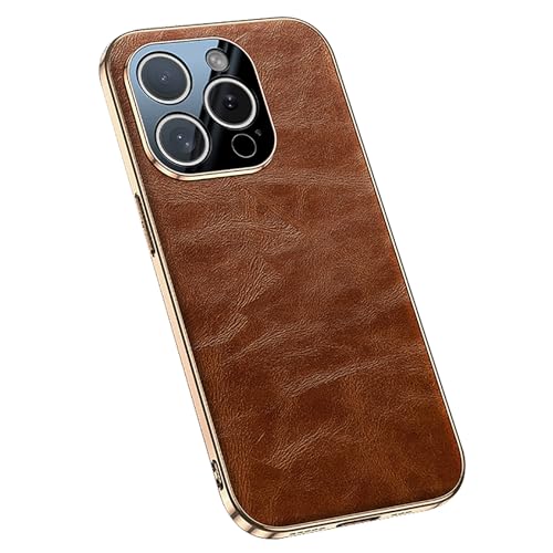 YLFFFZZZ 16 ProMax Echtleder-Schutzhülle für iPhone 16 Pro Max/16 Pro/16, schlank, leicht, luxuriös, Business-Beschichtung, Bumper, Rahmen, All-Inclusive-Objektivschutz, Braun, 16 ProMax YLFFFZZZ 16 ProMax Echtleder-Schutzhülle für iPhone 16 Pro Max/16 Pro/16, schlank, leicht, luxuriös, Business-Beschichtung, Bumper, Rahmen, All-Inclusive-Objektivschutz, Braun, 16 ProMax von YLFFFZZZ