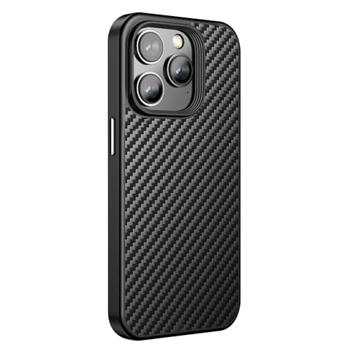 YLFFFZZZ Kohlefaser-Schutzhülle für iPhone 16 Pro Max/16 Pro/16 Plus/16, militärischer Fallschutz, schlanke Abdeckung, unterstützt kabelloses Laden, Kevlar-Hülle, 16 Plus von YLFFFZZZ