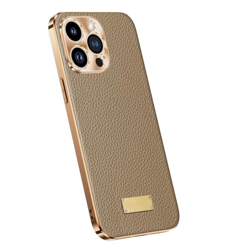YLFFFZZZ Luxus-Schutzhülle für iPhone 16 Pro Max/16 Pro/16 Plus/16, Beschichtung aus echtem Leder, alles inklusive Objektiv-Stoßschutz, Messing, 16 Plus YLFFFZZZ Luxus-Schutzhülle für iPhone 16 Pro Max/16 Pro/16 Plus/16, Beschichtung aus echtem Leder, alles inklusive Objektiv-Stoßschutz, Messing, 16 Plus von YLFFFZZZ