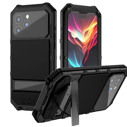 YLFFFZZZ Metall-Schutzhülle für iPhone 16 Pro Max/16Plus, robuste Schutzhülle mit Ständer, Displayschutz, Militärkamera, vollständige Abdeckung von YLFFFZZZ