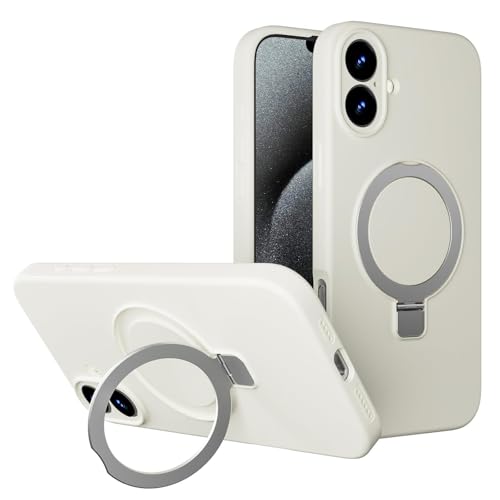 YLFFFZZZ Schlanke Hülle für iPhone 16/16 plus/16 pro/16 pro max, Objektivschutzhülle, mit drehbarem Ringhalter, weiche Flüssigsilikon-Hülle von YLFFFZZZ