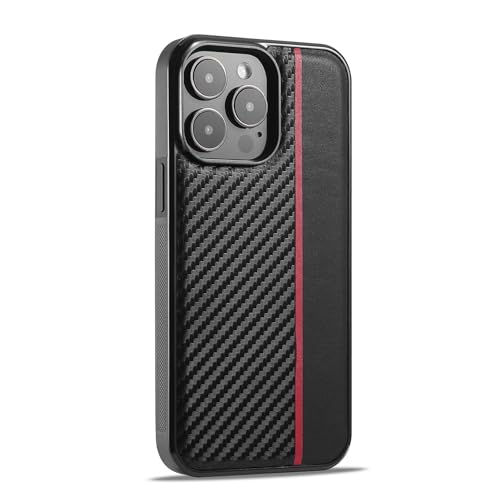 YLFFFZZZ Schlanke Schutzhülle für iPhone 16/16 Plus/16 Pro/16 Pro Max, kratzfest, Karbonfaser-Muster, Spleißen, Lederhülle, einfache Business-Handyhülle von YLFFFZZZ