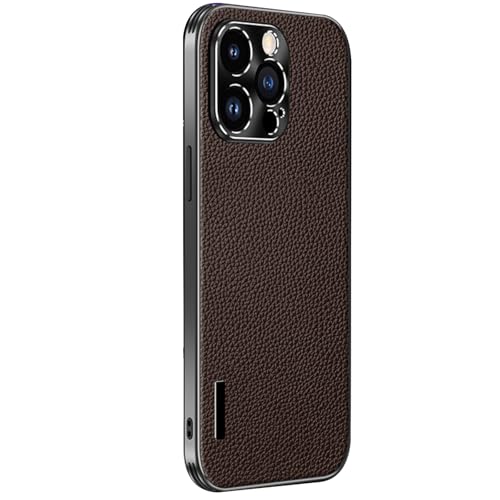 YLFFFZZZ Schutzhülle aus echtem Leder für iPhone 16 Pro Max/16 Pro/16 Plus/16, All-Inclusive-Objektivschutz, Business-Unterstützung, kabelloses Laden, Braun, 16 von YLFFFZZZ