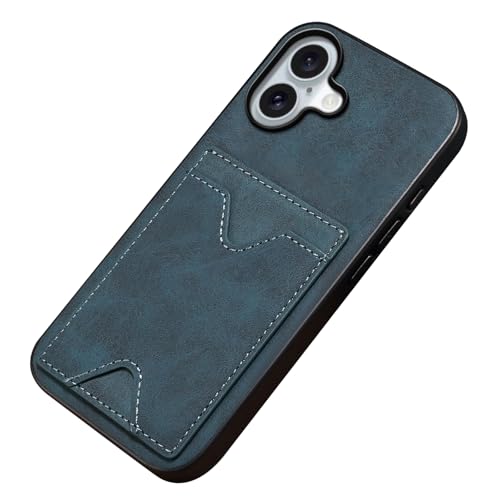 YLFFFZZZ Schutzhülle für iPhone 16 Pro Max/16 Pro/16, Kartenschlitz, Lederhülle, stoßfest, dünn, minimalistisch, blau, 16 Pro Max YLFFFZZZ Schutzhülle für iPhone 16 Pro Max/16 Pro/16, Kartenschlitz, Lederhülle, stoßfest, dünn, minimalistisch, blau, 16 Pro Max von YLFFFZZZ