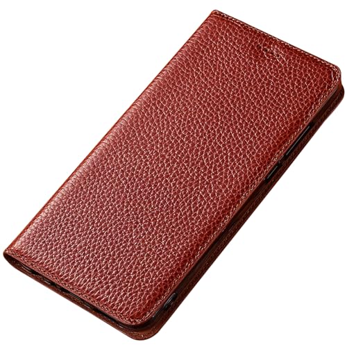 YLFFFZZZ Schutzhülle für iPhone 16 Pro Max/16 Pro/16 Plus/16, echtes Leder, Klappetui mit Kartenfächern, Ständer, kratzfest, Braun, 16 von YLFFFZZZ