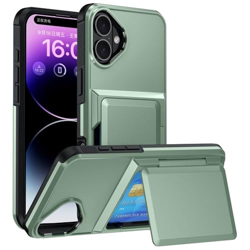 YLFFFZZZ Schutzhülle für iPhone 16 Pro Max/16 Pro/16 Plus/16, mit Kartenschlitz, ultradünne Hülle, Klappständer, Stoßschutz, Hartschale, Grün, 16 Pro YLFFFZZZ Schutzhülle für iPhone 16 Pro Max/16 Pro/16 Plus/16, mit Kartenschlitz, ultradünne Hülle, Klappständer, Stoßschutz, Hartschale, Grün, 16 Pro von YLFFFZZZ