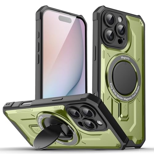 YLFFFZZZ Schutzhülle für iPhone 16 Pro Max/16 Pro/16 Plus/16, runde Ständer, Magnetsaugnapf, militärisch, stoßfest, Objektivschutz, Hartschale, Grün, 16 YLFFFZZZ Schutzhülle für iPhone 16 Pro Max/16 Pro/16 Plus/16, runde Ständer, Magnetsaugnapf, militärisch, stoßfest, Objektivschutz, Hartschale, Grün, 16 von YLFFFZZZ