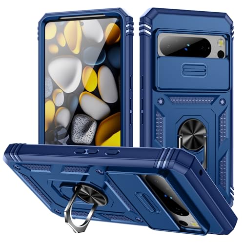YLFFFZZZ Stoßfeste Schutzhülle für Google Pixel 9/Pixel 9 Pro/Pixel 9 Pro XL, Fallschutz, magnetische Adsorptionshülle, Ständer, Kameraschutz, Handyabdeckung von YLFFFZZZ