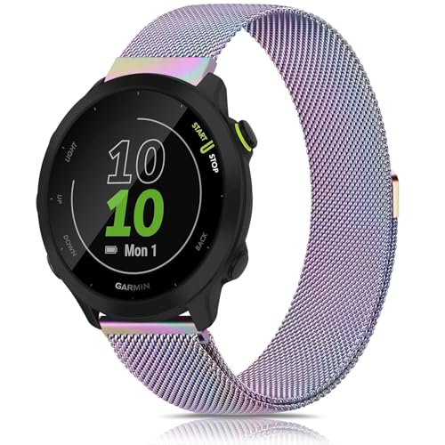 YLK Garmin Armband für Garmin Forerunner 165/165 Music/Forerunner 55 / Forerunner 245/245 Music / 645/645 Music für Damen Herren, 20mm Metall Armbänder, Sport Ersatzarmband (Bunt) von YLK