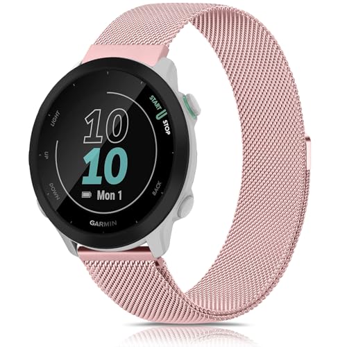 YLK Garmin Armband für Garmin Forerunner 165/165 Music/Forerunner 55 / Forerunner 245/245 Music / 645/645 Music für Damen Herren, 20mm Metall Armbänder, Sport Ersatzarmband (Rosa) von YLK