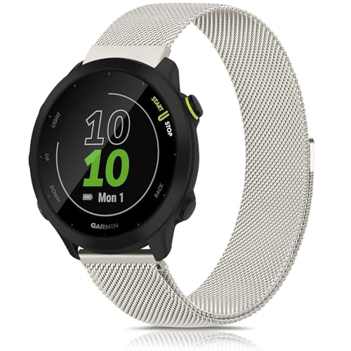 YLK Garmin Armband für Garmin Forerunner 165/165 Music/Forerunner 55 / Forerunner 245/245 Music / 645/645 Music für Damen Herren, 20mm Metall Armbänder, Sport Ersatzarmband (Sternenlicht) von YLK
