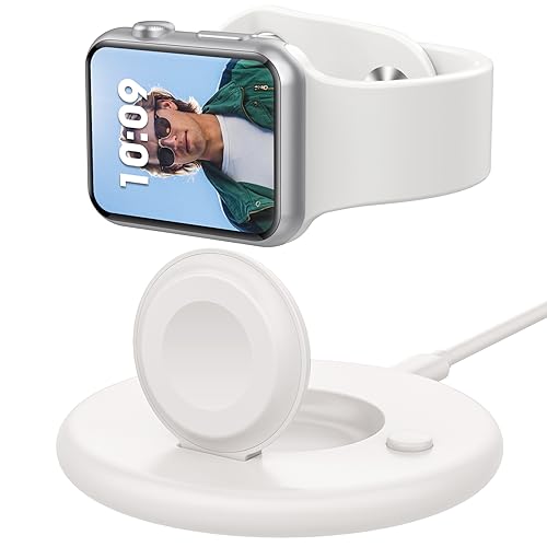Tragbare Magnetische Ladestation für Apple Watch Series 9/8/7/6/5/4/3/SE/Ultra, Schnellladestation Dock Ständer Magnetische Watch Ladehalterung - Weiß von YLLZI