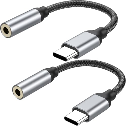 YLLZI 2 Stück Adapter USB C auf Klinke, USB C auf 3,5 mm Kopfhörer-Adapter für iPhone 16 15 Pro Max Plus, Jack Audio Adapter für Samsung Galaxy S24 S23 Ultra Note 20 A54, für Huawei P50 P40, Pixel 4/3 von YLLZI