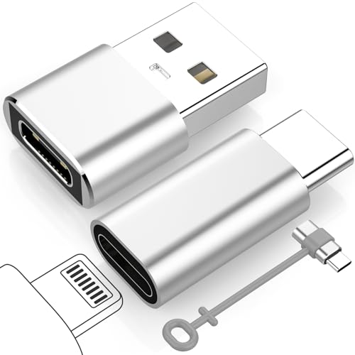 YLLZI Adapter USB C auf USB für iPhone 14 13 12 11 SE XR & Adapter für Lighting auf USB-C für iPhone 15 Pro Max Plus (Nicht für Audio), Stecker für MacBook Pro/Air, Schnellladung für Galaxy S22/S20 von YLLZI