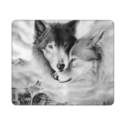 YLQHZW Schwarz-weißer Wolfsdruck, Mauspad, rutschfestes Mauspad mit Gummibasis, wasserdichtes Mauspad 25 x 30 cm YLQHZW Schwarz-weißer Wolfsdruck, Mauspad, rutschfestes Mauspad mit Gummibasis, wasserdichtes Mauspad 25 x 30 cm von YLQHZW