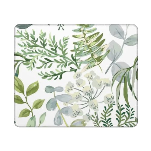 YLQHZW Waldgrünpflanze grüner Farn, Mauspad, rutschfestes Mauspad mit Gummibasis, wasserdichtes Mauspad 25 x 30 cm von YLQHZW