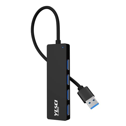 YLSCI 4-Port USB 3.0, USB 3.0 Hub Adapter, Hochgeschwindigkeits-USB-Hub für MacBook Pro/Air, iPad Pro/Air, Surface Go, XPS, und Pixelbook von YLSCI