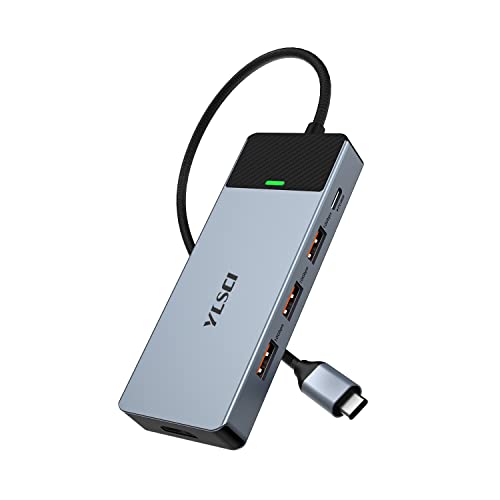 YLSCI 5-in-1 USB C Hub, USB Hub, USB 3.1 (10 Gbit/s), 4K HDMI, voll funktionsfähiger USB C (100 W PD, 10 Gbit/s) für MacBook Pro/Air Dell und andere Geräte vom Typ C von YLSCI