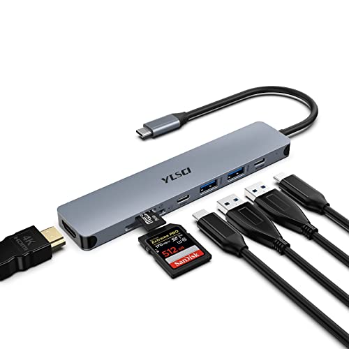 YLSCI 7 in 1 USB C Hub, USB C Docking Station Laptop Multiport USB Adapter mit 4K HDMI, 2 USB A3.0, USB C 3.0, 100W PD, SD/TF Dock für Mac Book Pro/Dell/HP/Lenovo/Huawei/Ximaomi YLSCI 7 in 1 USB C Hub, USB C Docking Station Laptop Multiport USB Adapter mit 4K HDMI, 2 USB A3.0, USB C 3.0, 100W PD, SD/TF Dock für Mac Book Pro/Dell/HP/Lenovo/Huawei/Ximaomi von YLSCI
