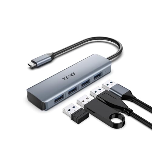 YLSCI USB C Hub, 4-in-1 USB C Adapter, 4 USB 3.1 Anschlüsse, 10 Gbit/s Übertragungsrate, geeignet für MacBook, Mac Pro, PC, Linux, XPS, Externe Festplatten, Leitungslänge 50 cm von YLSCI