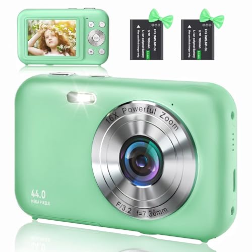 Digitalkamera, Fotokamera Kompaktkamera HD 1080P 44MP, Kamera fotokamera Fotoapparat, Wiederaufladbare Digital Kamera mit 16X Digitalzoom digicam für Kinder, Erwachsene, Mädchen, Jungen(Grün) von YLSHGXFC