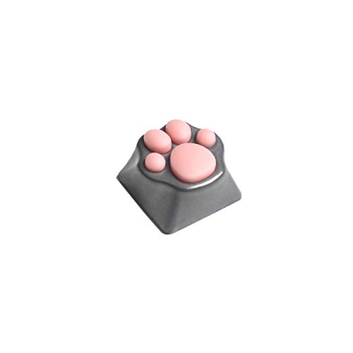 Metall-Tastenkappe mit Katzenklaue, Katzenklaue, für mechanische Cherry-MX-Tastatur (graue Basis, pinke Klaue) von YMDK